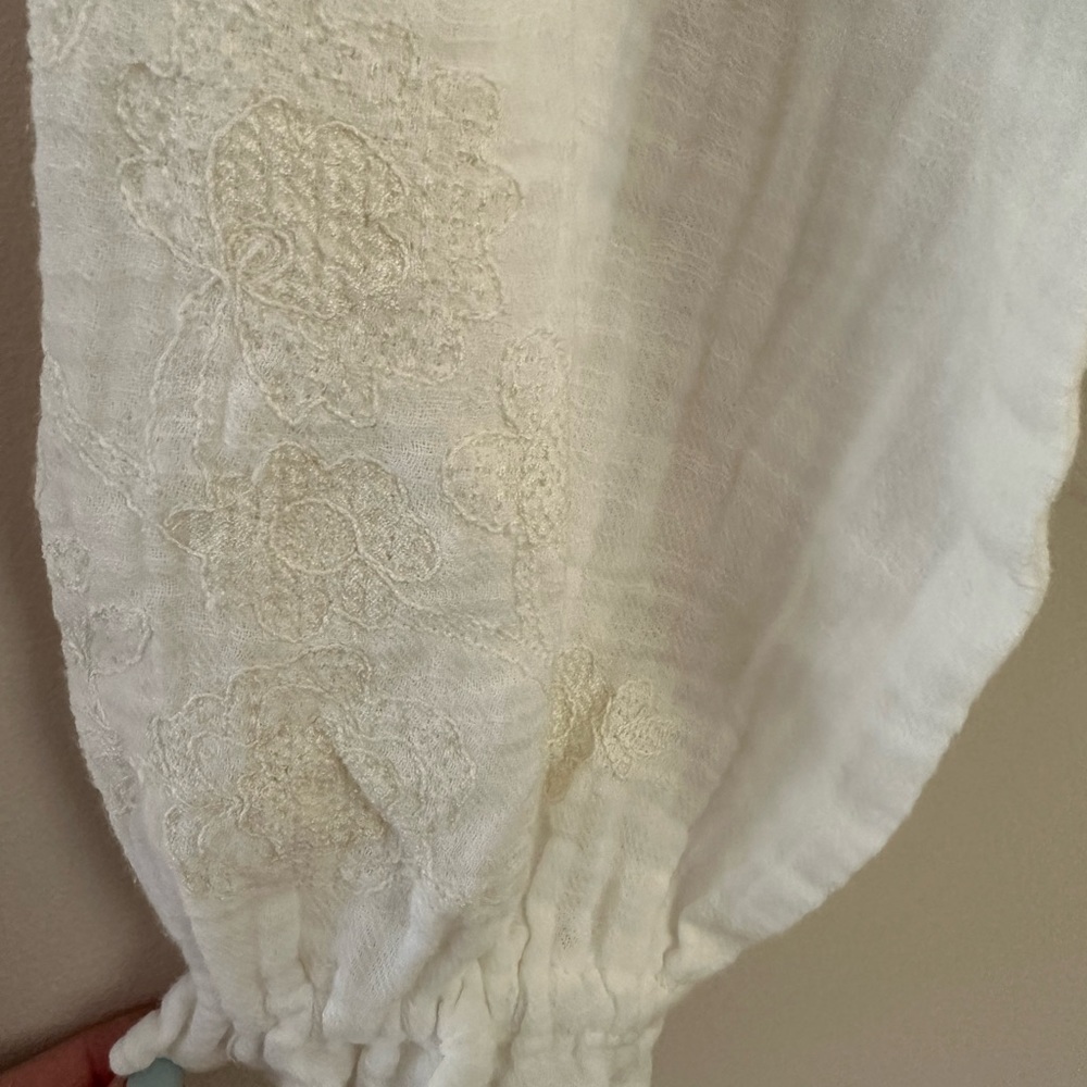 Zara XS floral embroidery gauzy tunic top - Picture 11 of 11